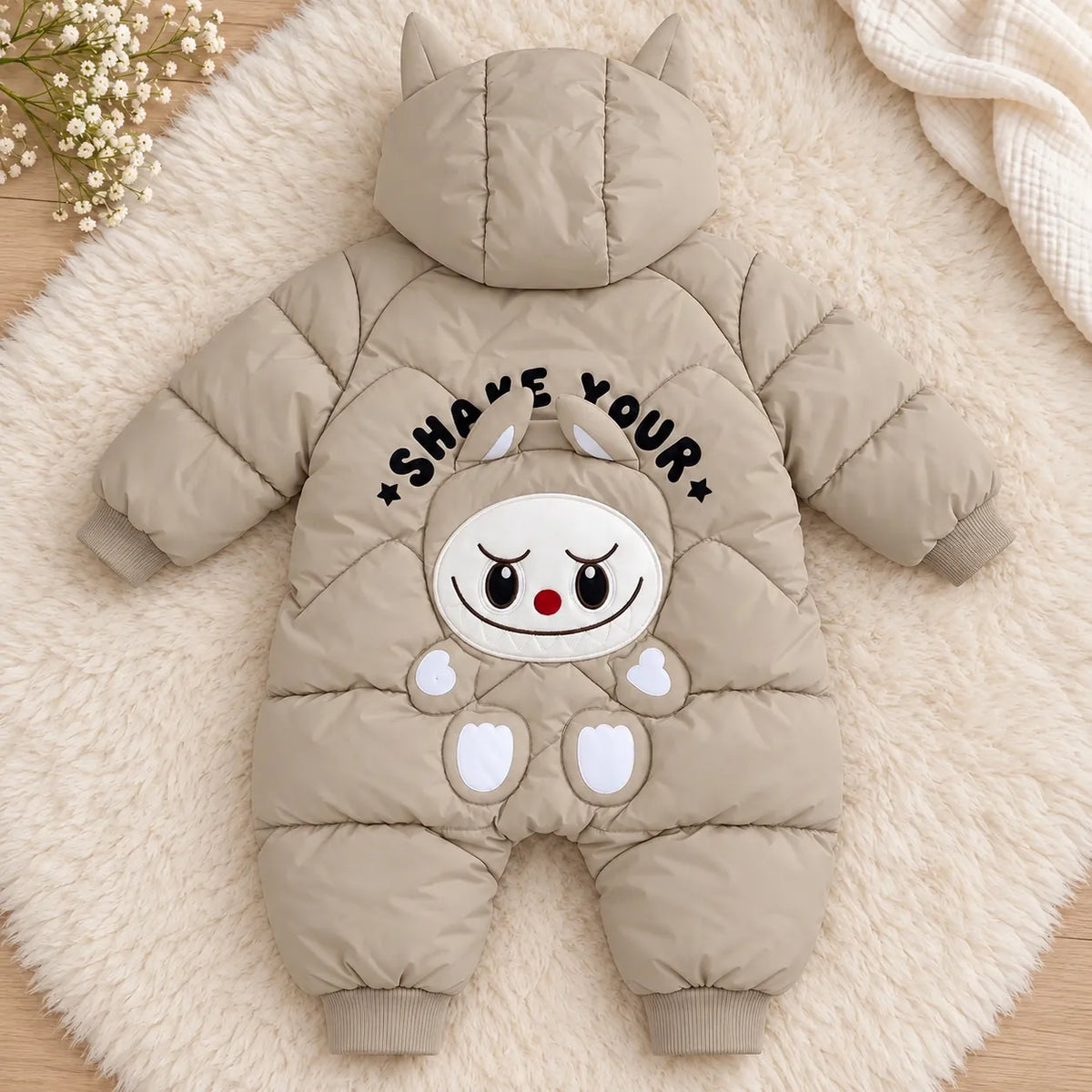 Hooded Parachute Puffer Winter Baby Romper back