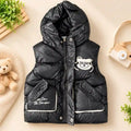 Black Kids Hooded Parachute Puffer Sando Jacket Front View