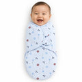 Adjustable Baby Swaddle Wrap in Blue – Soft Breathable Summer Interlock Fabric for Newborns 0-6 Months
