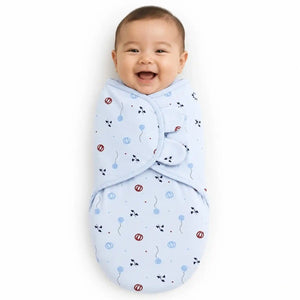 Adjustable Baby Swaddle Wrap in Blue – Soft Breathable Summer Interlock Fabric for Newborns 0-6 Months