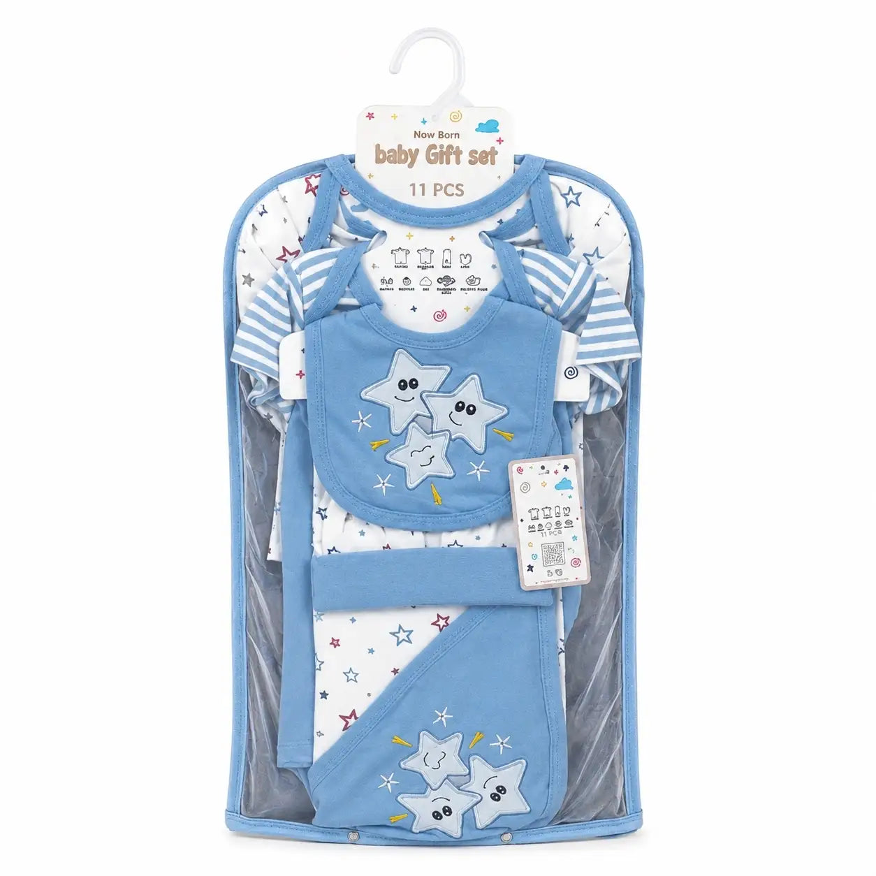 11 Pcs Baby Starter Set Blue Star Design for Newborn Baby