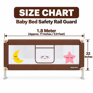 Brown Baby Bed Safety Rail Guard 1.8 Meter – 71 Inches Length & 22 Inches Height | Babify Store