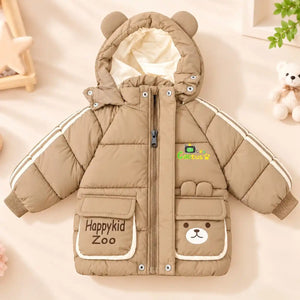Cactus Kids Hooded Parachute Puffer Jacket Khaki Front View