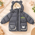 Cactus Kids Hooded Parachute Puffer Jacket Grey Front View