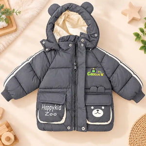Cactus Kids Hooded Parachute Puffer Jacket Grey Front View