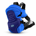 Chicco baby carrier in royal blue and navy with padded front and black straps.