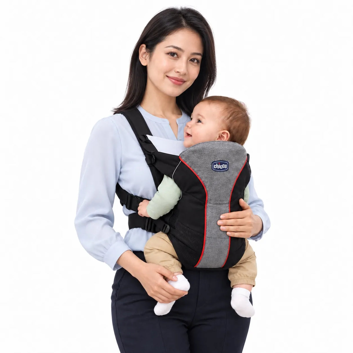 Chicco UltraSoft Grey 2-Way Baby Carrier with Mother and Baby