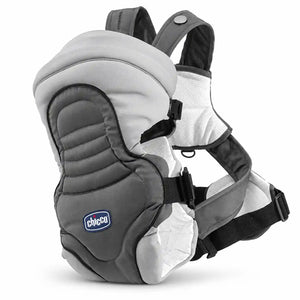  Chicco baby carrier in light and dark grey with padded front and mesh side panels.