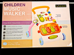 Children musical push walker product packaging and feature overview