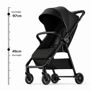 Lightweight Foldable Baby Stroller Dimensions with Compact Travel Friendly Frame and Large Canopy