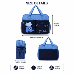 Baby diaper bag size details with matching color changing sheet
