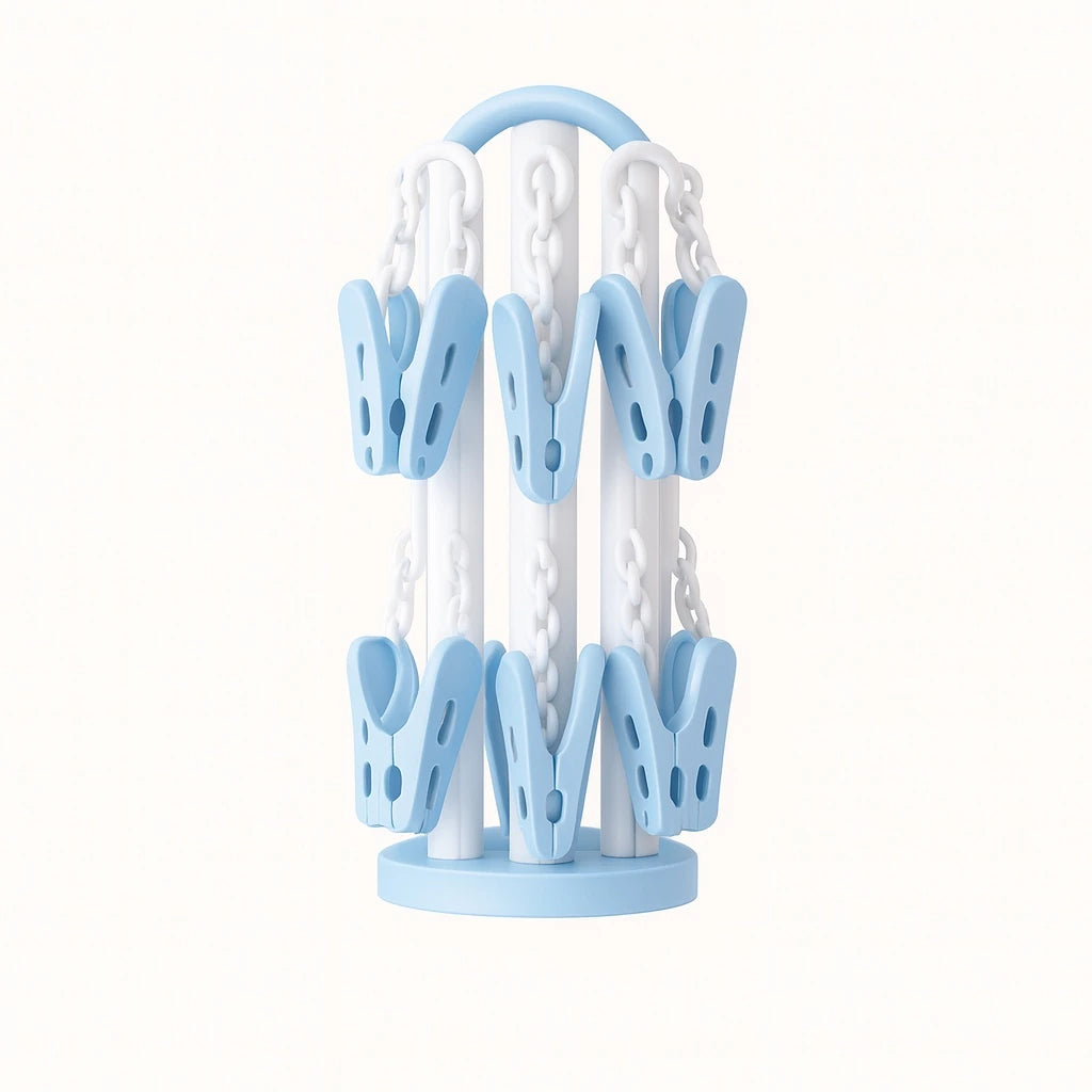 Baby Foldable Clothes Dryer Hanger with 20 Clips – Blue