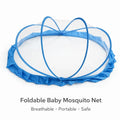 Blue Foldable Baby Mosquito Net with Breathable Mesh and Portable Frame for Newborns and Infants