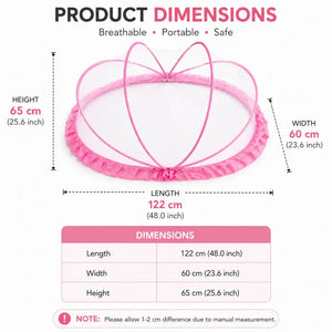 Foldable Baby Mosquito Net Size 122 x 60 x 65 cm with Portable Breathable Design