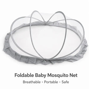 Grey Foldable Baby Mosquito Net with Strong Flexible Frame and Breathable Mesh Cover