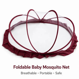 Maroon Foldable Baby Mosquito Net with Breathable Mesh and Lightweight Portable Design