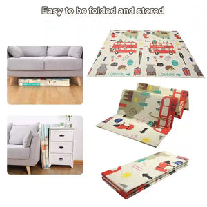 Medium foldable baby play mat showing reversible printed design options