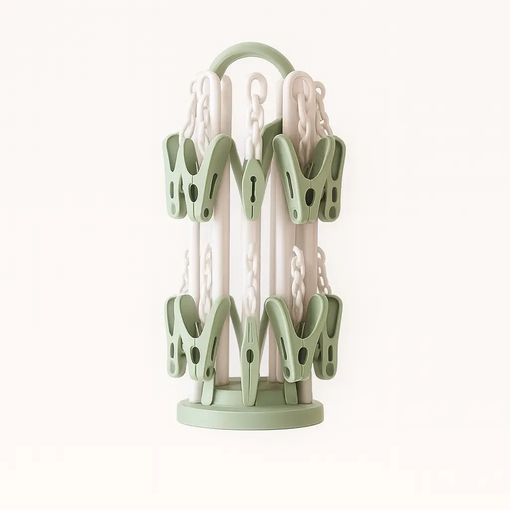 Baby Foldable Clothes Dryer Hanger with 20 Clips – Green