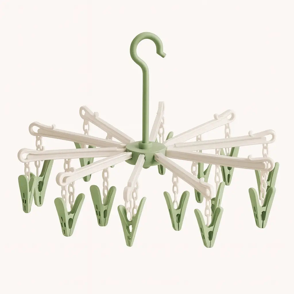 Baby Foldable Clothes Dryer Hanger with 20 Clips – Green