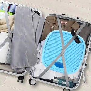 Foldable mini 6L washing machine shown in use for compact home laundry