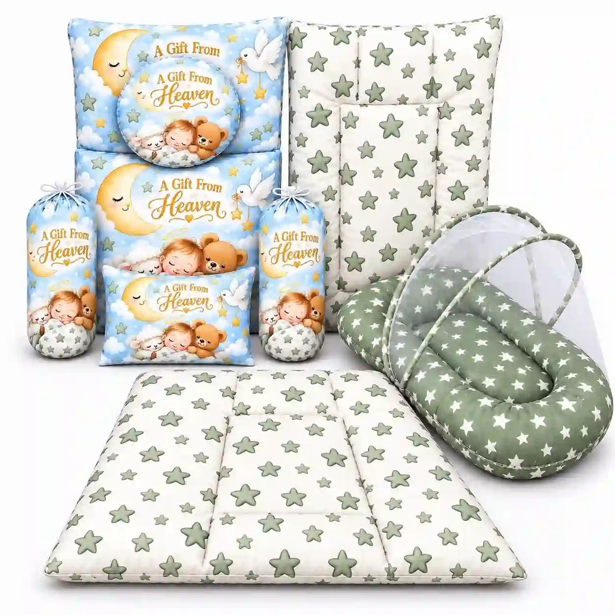8-Piece Baby Bedding Set with Mosquito Net and Carry Nest in Pakistan