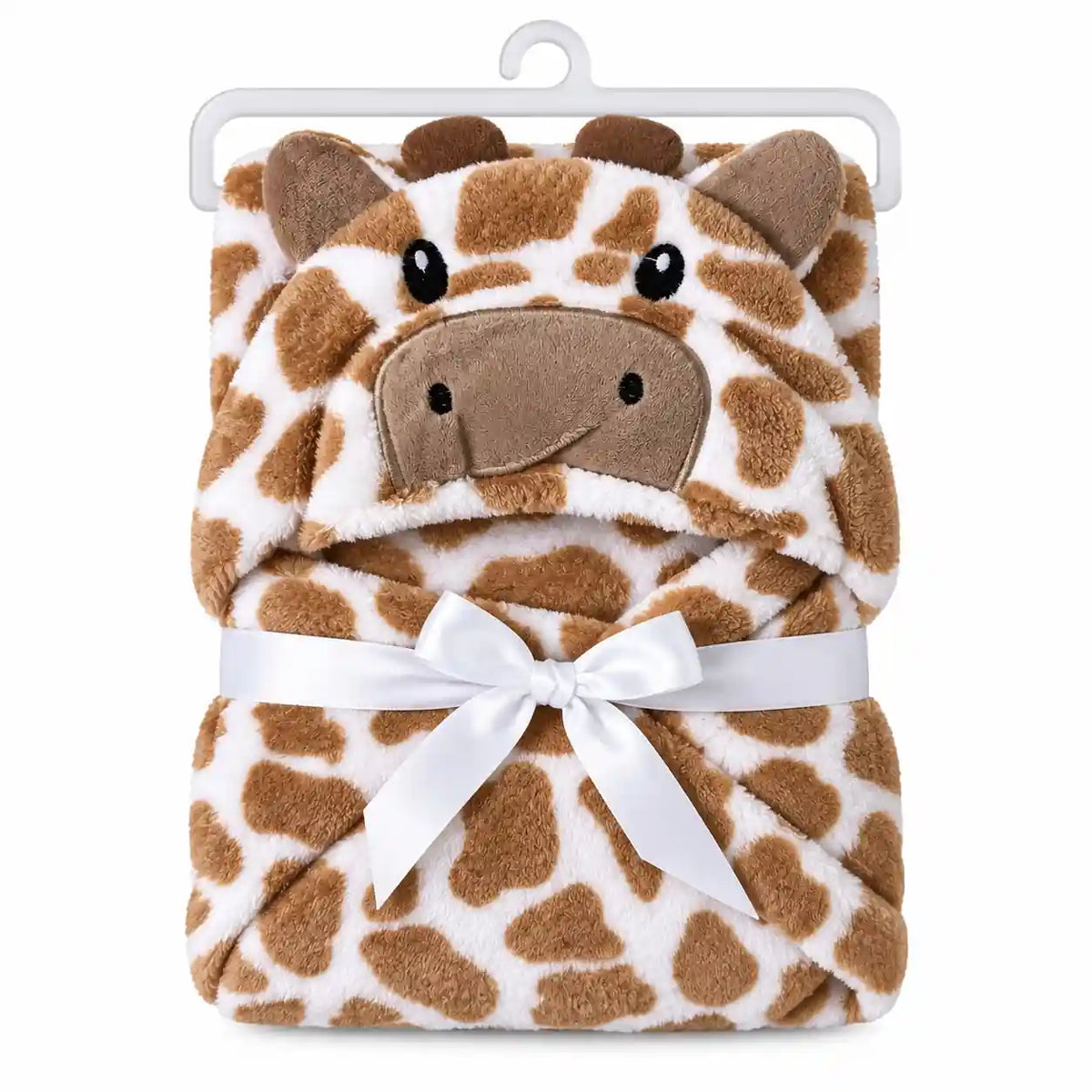 Giraffe hooded baby wrap blanket with hanger
