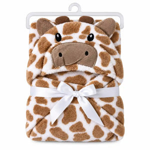 Giraffe hooded baby wrap blanket with hanger