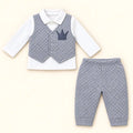 Baby Quilted Waistcoat Style Shirt & Pajama Set – Grey & White