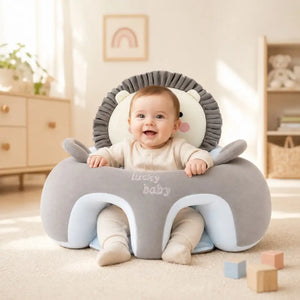Grey lion baby sitting support sofa seat with baby