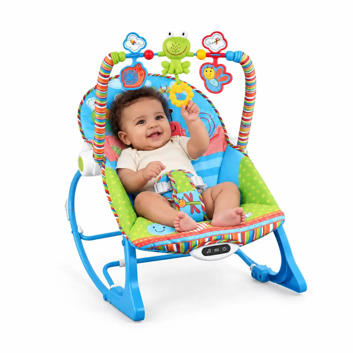 Joyous baby rocker 68110 with baby, music vibration and hanging toy bar