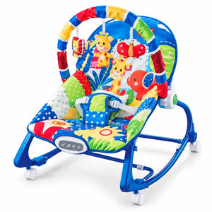 Joyous convertible baby rocker 6922 angled view with toy bar and safety harness