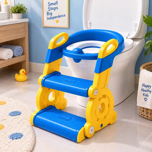 Kids ladder potty training seat blue and yellow with two steps