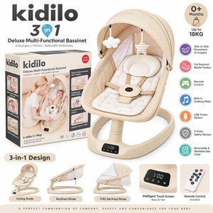 Kidilo RC-001 baby swing and bassinet with baby, remote control and adjustable modes