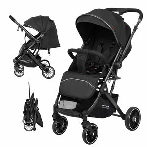 Kidilo 535 Multifunction Baby Stroller in Black with Foldable Design and Adjustable Seat