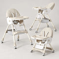 Kidilo 8131 Beige Foldable Baby High Chair with Padded Seat