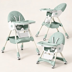 Kidilo 8131 Mint Green Adjustable Baby Feeding Chair with Removable Tray