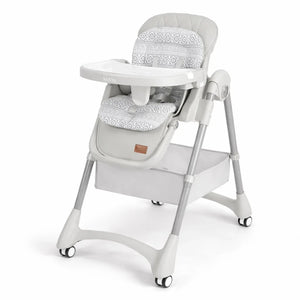 Kidilo KD3-3 Foldable Baby High Chair in Grey with Padded Seat and Removable Feeding Tray