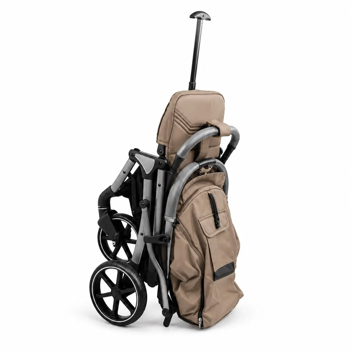 Kidilo K6 Khaki Baby Stroller Compact Folded View
