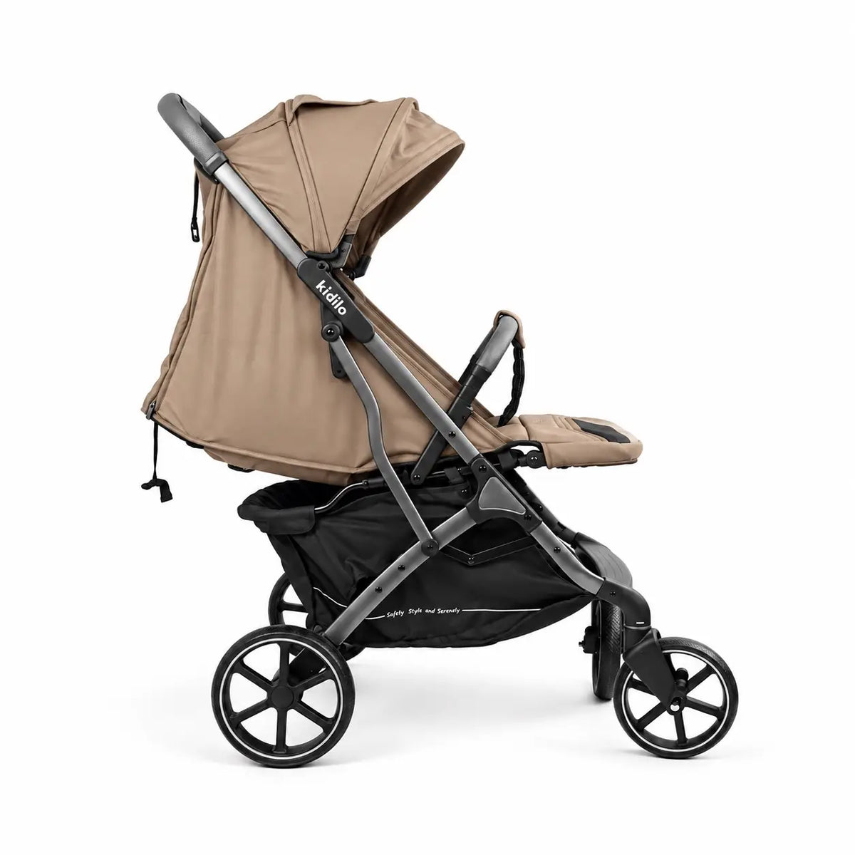 Kidilo K6 Foldable Baby Stroller Khaki Side View in Pakistan