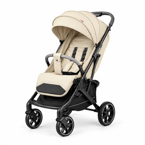 Kidilo K6 Beige Baby Stroller Front View with Protective Canopy