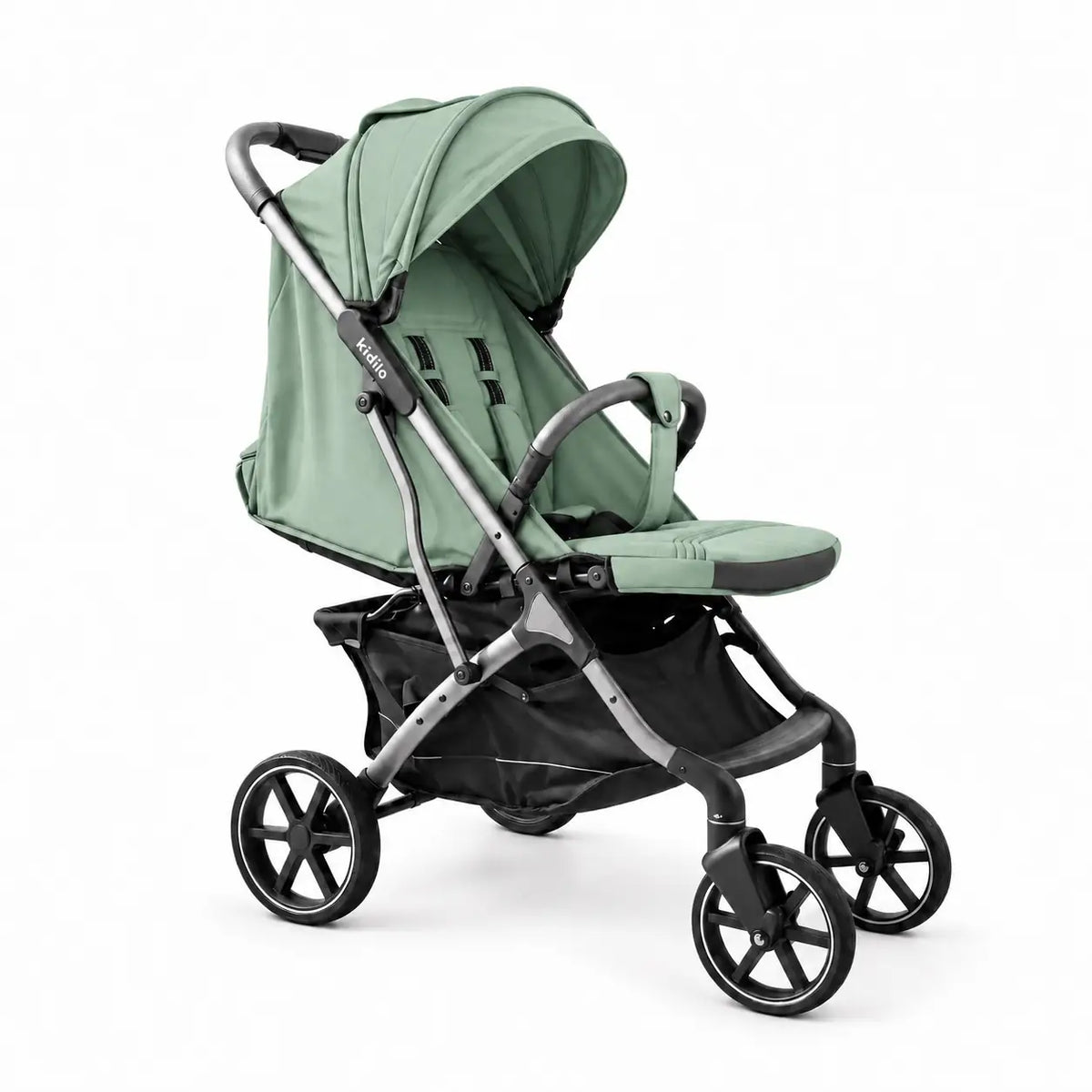 Kidilo K6 Lightweight Foldable Baby Stroller Sage Green Front Angle in Pakistan