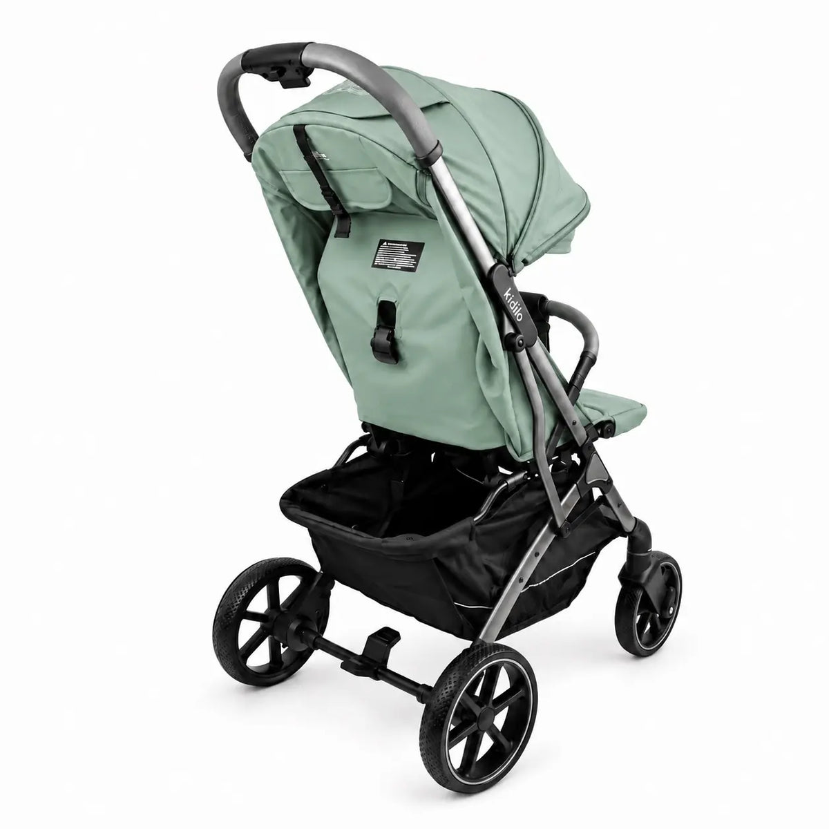 Kidilo K6 Sage Green Baby Stroller Rear Three Quarter View