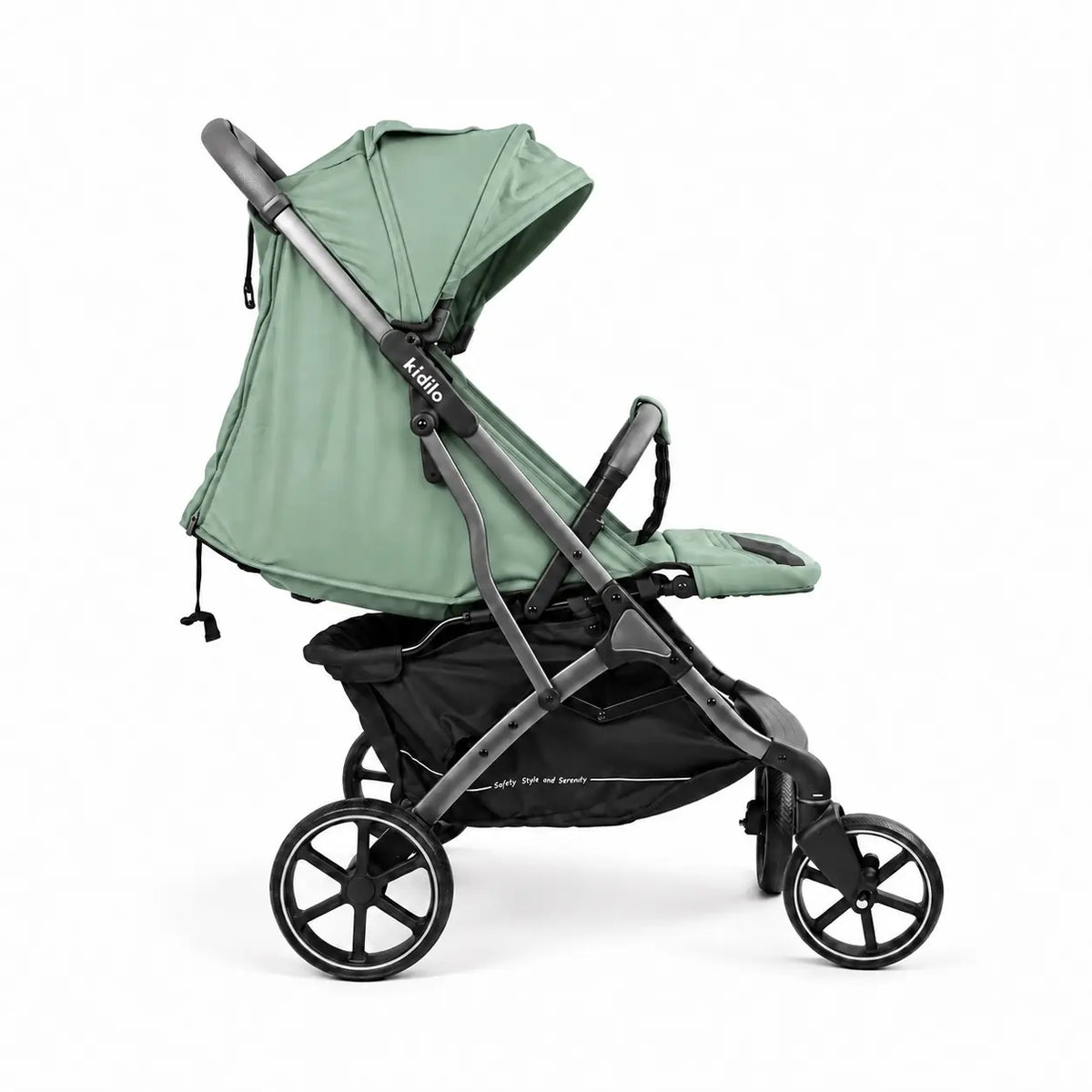 Kidilo K6 Foldable Baby Stroller Sage Green Side View in Pakistan