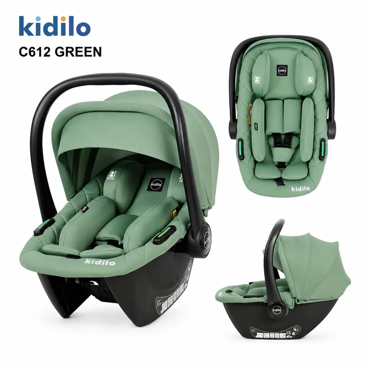 Kidilo C612 Green Baby Carry Cot and Infant Car Seat Multiple Views