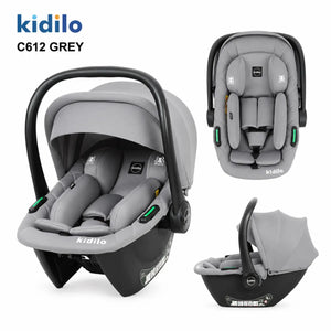 Kidilo C612 Grey Baby Carry Cot and Infant Car Seat Multiple Views