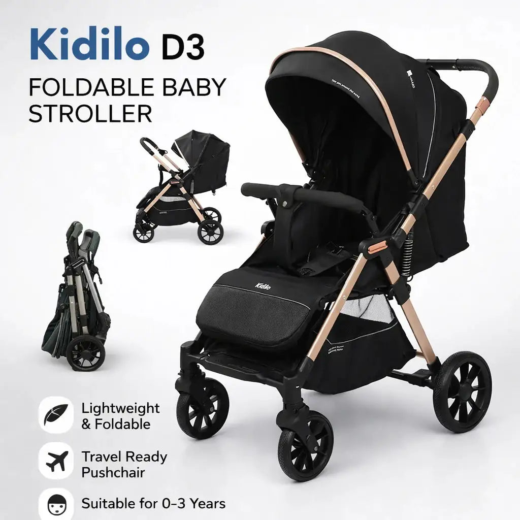 Kidilo D3 Foldable Baby Stroller – Lightweight Travel Pushchair