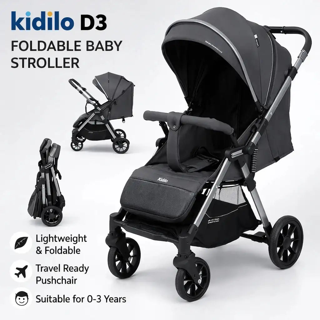 Kidilo D3 Foldable Baby Stroller – Lightweight Travel Pushchair