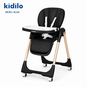Kidilo DC01 black adjustable baby high chair with PU seat cushion