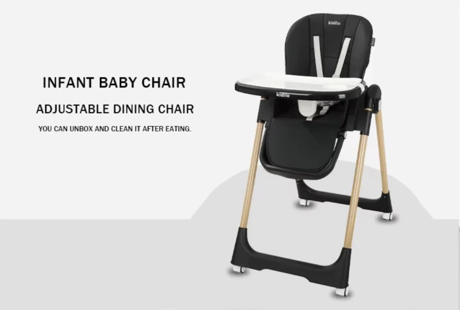 Kidilo DC01 black foldable baby high chair product overview