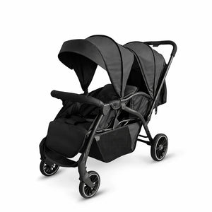 Kidilo LB200 Twin Baby Stroller in Black with Double Seating and Foldable Design
